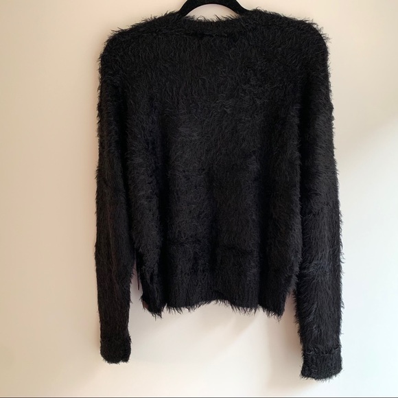 Revolve One Teaspoon Sugarloaf Fuzzy Crop Knit Sweater Black Size S NWT - Picture 12 of 16